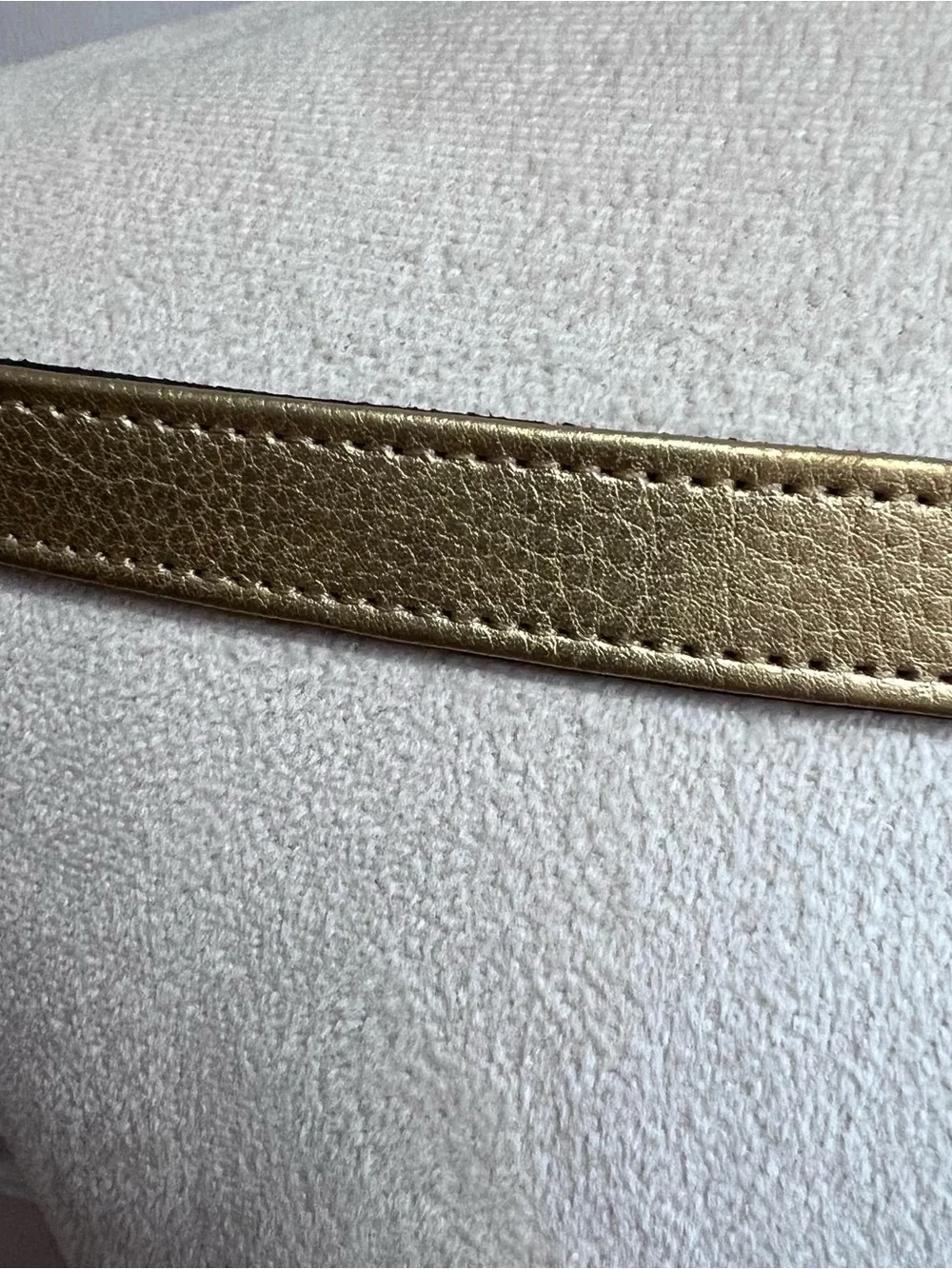 Ann Taylor Metallic Gold Statement Belt Size L Fixed 35” Chain Link Hardware